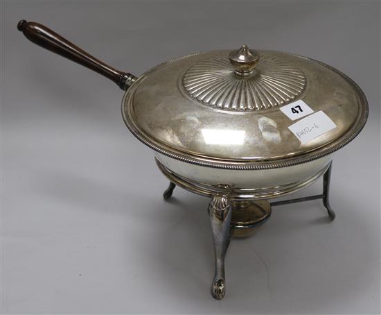 A Victorian plated brazier with stand and burner